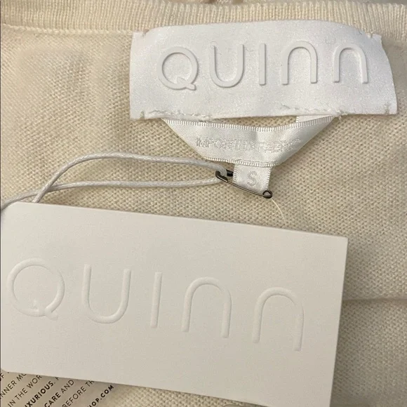 NWT QUINN Cream Short Cashmere Sleeve Knit Dress - Picture 5 of 7